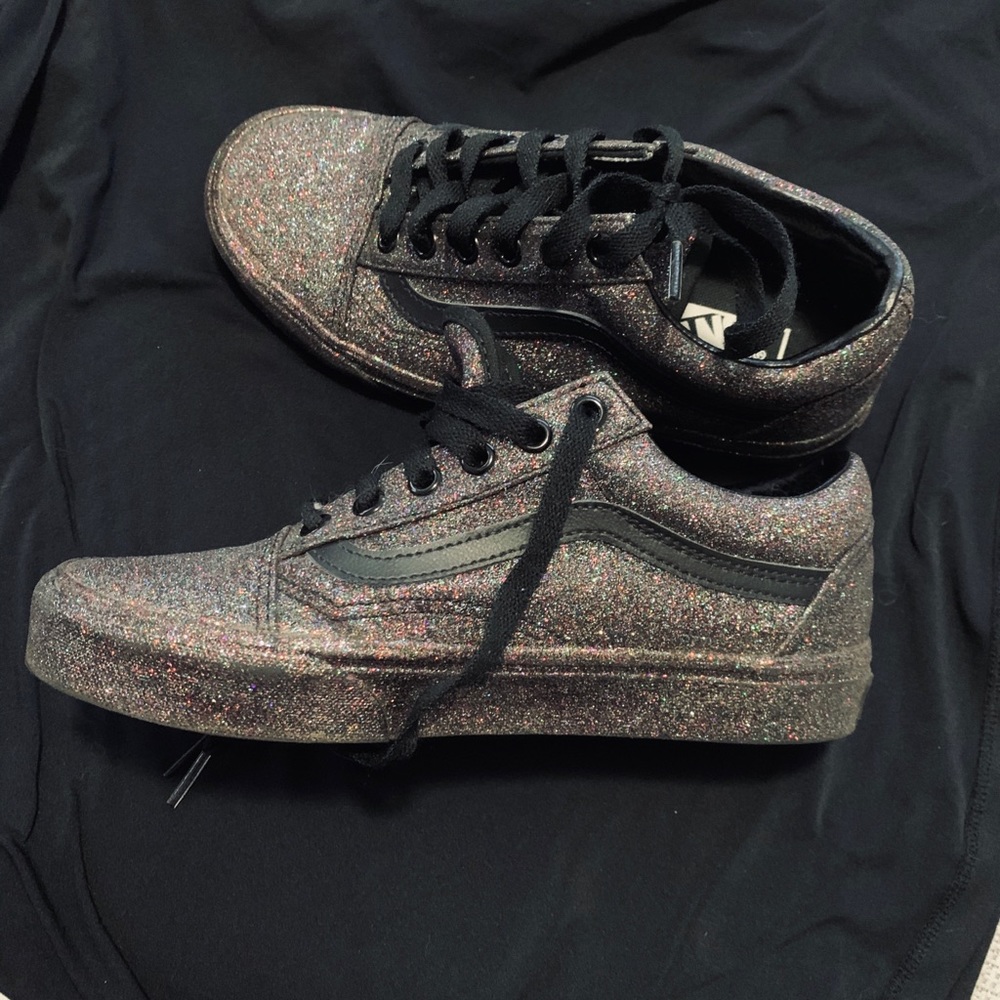 Black Rainbow Sparkle Old Skool Vans